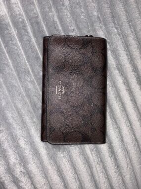 Coach Dark Brown Signature Trifold Wallet